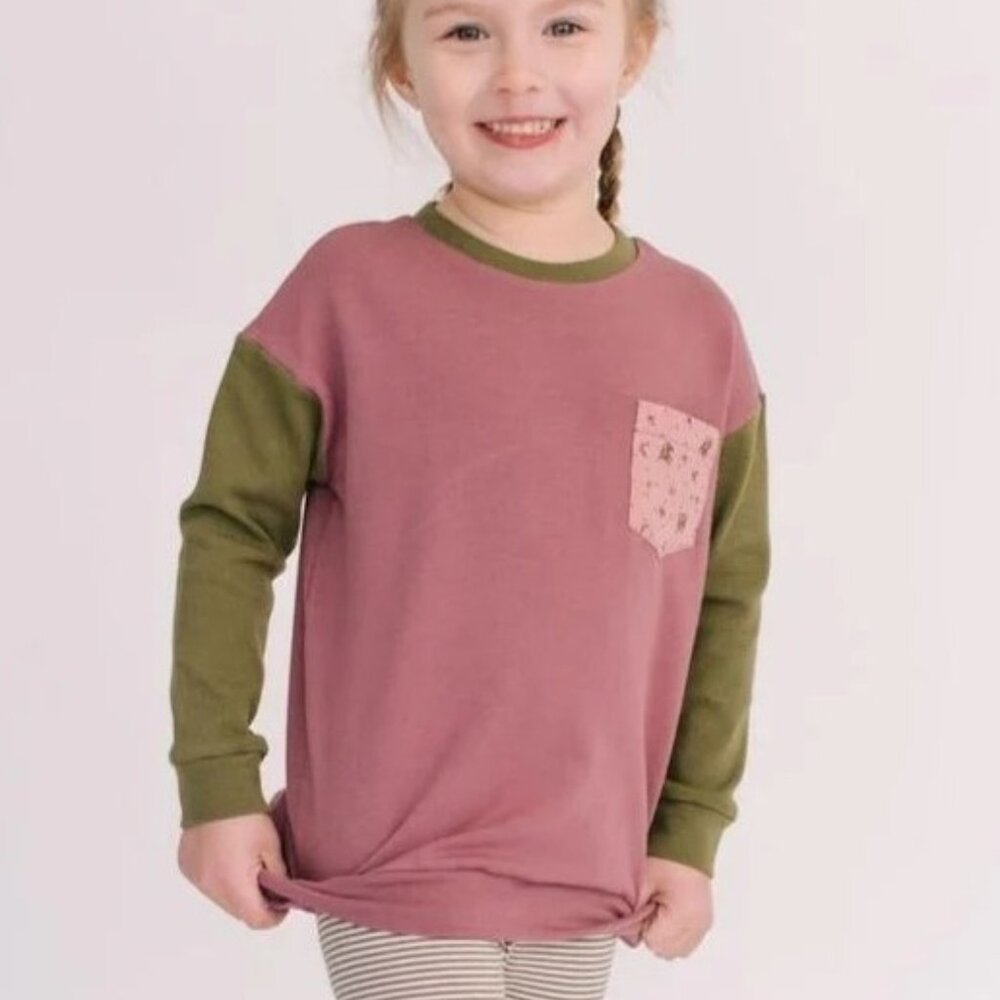 Bamboo Modern Sweatshirt Cinnamon Colorblock 5T NWT Thimble Collection